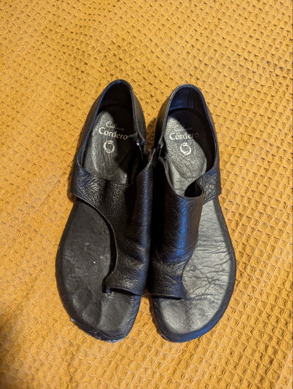 Cordero Black Leather Women's Sandals – Slip-On Comfort, 9